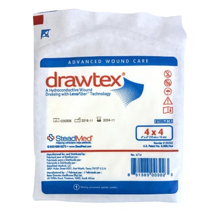 Drawtex - Hydroconductive Wound Dressing 4 X 4 Inch Fiber Square Sterile - 00302