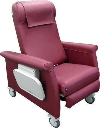Winco Elite Care Cliner Series Clinical Recliner with Tray Gray Vinyl - 6900-07-00-H