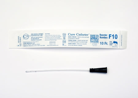Cure Medical Cure Catheter Urethral Catheter Straight Tip Lubricated PVC 10 Fr. 6 Inch - F10