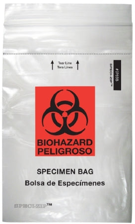 Minigrip Speci-Zip Specimen Transport Bag with Document Pouch 6 X 9 Inch Polyethylene Biohazard Symbol Zip Closure NonSterile - IP69B