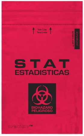 Minigrip Speci-Zip Specimen Transport Bag with Document Pouch 6 X 9 Inch Polyethylene STAT / Biohazard Symbol Zip Closure NonSterile - IP69RSTAT