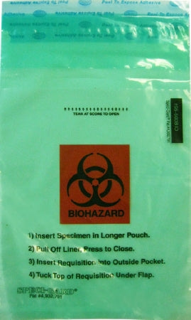Minigrip Speci-Gard Specimen Transport Bag with Document Pouch 6 X 10 Inch Polyethylene Biohazard Symbol / Storage Instructions / Instructions for Use Adhesive Closure NonSterile - UF95-600BPM