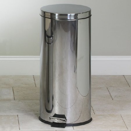 Clinton Industries - Trash Can 32 Quart Round Silver Stainless Steel Step On - TR-32S