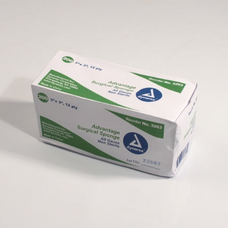 Dynarex Gauze Sponge Gauze 12-Ply 3 X 3 Inch Square NonSterile - 3263