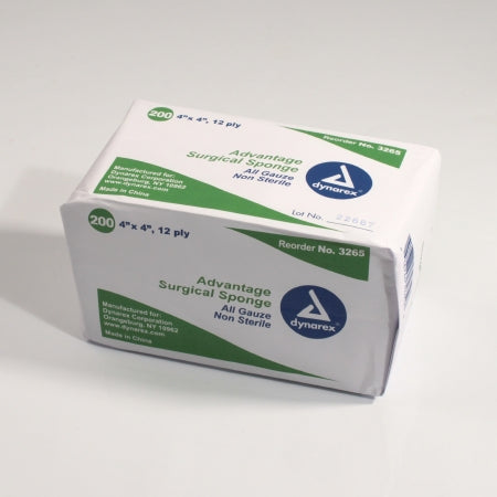 Dynarex Gauze Sponge Cotton 12-Ply 4 X 4 Inch Square NonSterile - 3265