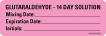 Precision Dynamics MedVision Pre-Printed Label Laboratory Use GLUTARALDEHYDE - 14 DAY SOLUTION Mixing Date:_____________ Expiration Date:____________ Initials:_____________________ Fluorescent Pink 1 X 2-15/16 Inch - V06FP4859
