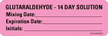 MedVision - Drug Label Anesthesia Label Glutaraldehyde 14 Day Solution Mixing Date_ExpirationDate_ Int Pink 1 X 2-15/16 Inch - MV06FP4859