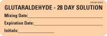 Precision Dynamics MedVision Pre-Printed Label Laboratory Use GLUTARALDEHYDE - 28 DAY SOLUTION Mixing Date:_____________ Expiration Date:____________ Initials:_____________________ Fluorescent Orange 1 X 2-15/16 Inch - V06FO9674