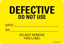 MedVision - Pre-Printed Label Advisory Label Yellow DEFECTIVE DO NOT USE Date:______________ By:_________________ DO NOT REMOVE THIS LABEL Black Quality Control Label 2 X 2-15/16 Inch - MV08SY4374