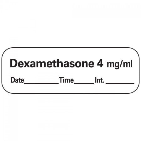 PDC - Drug Label Anesthesia Label Dexamethason4 mg/mL Date_Time_Int White 1/2 X 1-1/2 Inch - LAN-132D4