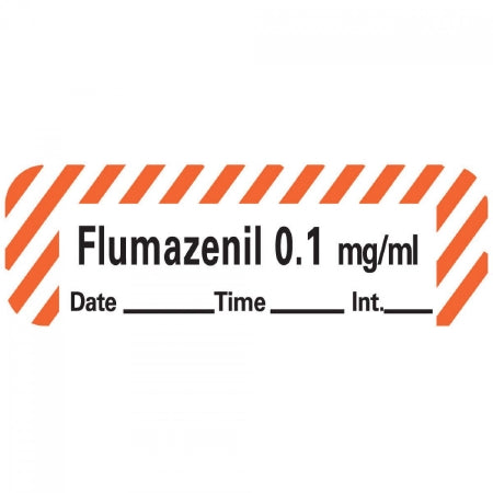Precision Dynamics Pre-Printed Label Anesthesia Label Flumazenil 0.1 mg / ml Date:___________ Time:_________ Int:_______ Red / White 1-1/2 X 1/2 Inch - LANS-18D01