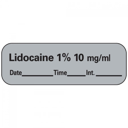 Precision Dynamics Pre-Printed Label Anesthesia Label Lidocaine 1% 10 mg / ml Date:___________ Time:_________ Int:_______ Gray 1-1/2 X 1/2 Inch - LAN-11D10