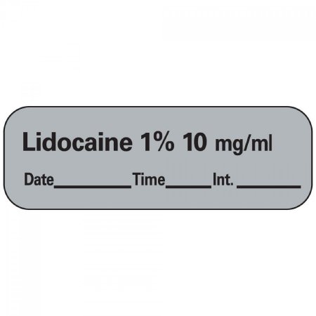 PDC - Drug Label Anesthesia Label Lidocaine1% mg/mL Date_Time_Int Gray 1/2 X 1-1/2 Inch - LAN-11D10