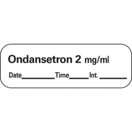 PDC - Drug Label Anesthesia Label Ondansetron 2mg/mL Date_Time_Int White 1/2 X 1-1/2 Inch - LAN-55D2