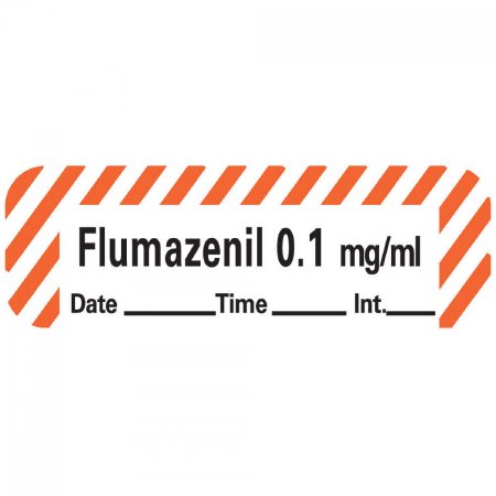 Precision Dynamics - Drug Label Anesthesia Label Tape Flumazenil 0.1 mg/mL Date_Time_Int Red / White 1/2 X 1-1/2 Inch - ANS-18D01