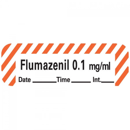 Precision Dynamics Pre-Printed Label Anesthesia Label Flumazenil 0.1 mg / ml Date:___________ Time:_________ Int:_______ Red / White 1-1/2 X 1/2 Inch - LANS-18D01