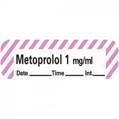 Precision Dynamics - Drug Label Anesthesia Label Tape Metoprolol 1 mg/mL Date_Time_Int Violet / White 1/2 X 1-1/2 Inch - ANS-49D1
