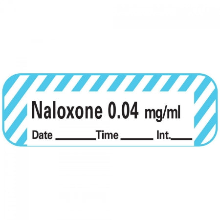 Precision Dynamics - Drug Label Anesthesia Label Tape Naloxone 0.04 mg/mL Date_Time_Int Blue / White 1/2 X 1-1/2 Inch - ANS-14D004
