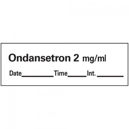 Precision Dynamics Pre-Printed Label Anesthesia Label Ondansetron 2 mg / ml Date:_____ Time:______ Int:_____ White 1-1/2 X 1/2 Inch - AN-55D2