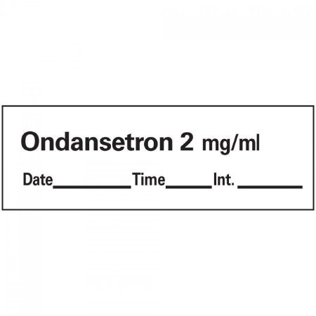 Precision Dynamics - Drug Label Anesthesia Label Tape Ondansetron 2mg/mL Date_Time_Int White 1/2 X 1-1/2 Inch - AN-55D2