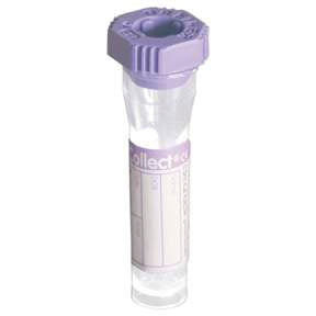 Greiner Bio-One MiniCollect Capillary Blood Collection Tube Hematology K2 EDTA Additive 11 X 40 mm 500 µL Lavender Rubber Cross-Section Cap Polypropylene Tube - 450480