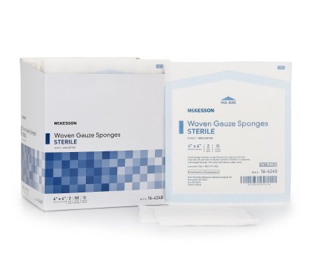 McKesson McKesson Gauze Sponge Cotton 8-Ply 4 X 4 Inch Square Sterile - 16-4248
