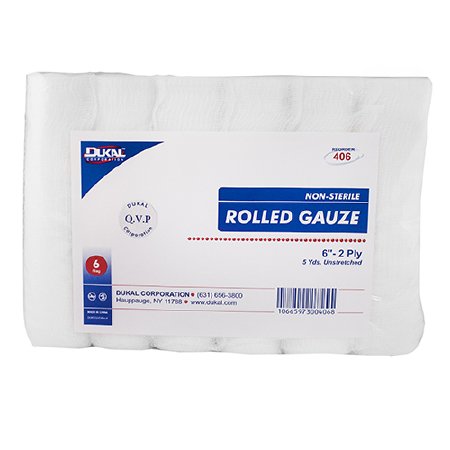 Dukal - Conforming Bandage Cotton 2-Ply 6 Inch X 5 Yard Roll Shape NonSterile - 406