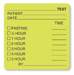 UAL - Pre-Printed Label Laboratory Use Green Paper _Test Patient_Date_Fast_Time_ Black Lab / Specimen 2-1/2 X 2-1/2 Inch - ULCL400