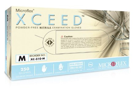 Microflex Medical XCEED Exam Glove Small NonSterile Nitrile Standard Cuff Length Textured Fingertips Blue Not Chemo Approved - XC-310-S