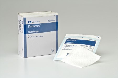Cardinal Dermacea Gauze Sponge Cotton 12-Ply 4 X 4 Inch Square Sterile - 441000