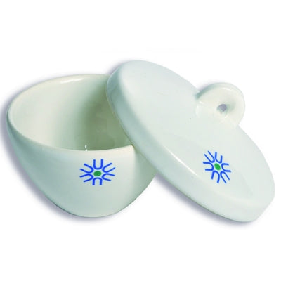 US Plastic Corp. Wide Form Porcelain Crucibles with Lids