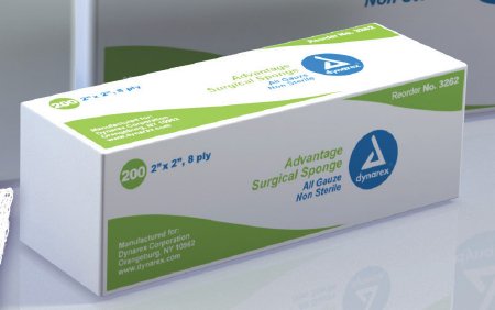 Dynarex Gauze Sponge Gauze 8-Ply 2 X 2 Inch Square NonSterile - 3262