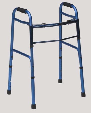 Mabis Healthcare DMI Dual Release Folding Walker Adjustable Height Aluminum Frame 250 lbs. Weight Capacity 32 to 38 Inch Height - 500-1044-0100