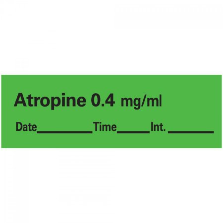 Precision Dynamics - Drug Label Anesthesia Label Tape Atropine0.4 mg/mL Date_Time_Int Green 1/2 X 1-1/2 Inch - AN-1D04