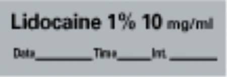 Precision Dynamics Pre-Printed Label Anesthesia Label lidocaine 1% 10 Mg/mL Gray 1-1/2 X 1/2 Inch - AN-11D10