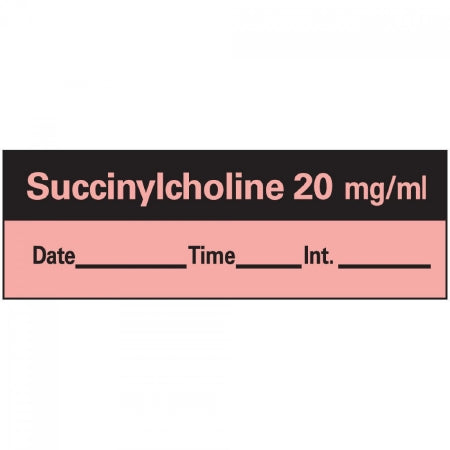 Precision Dynamics Pre-Printed Label Anesthesia Label Succinylcholine 20 Mg/mL Red 1-1/2 X 1/2 Inch - AN-20D20