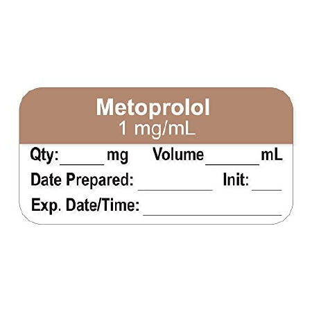 Precision Dynamics Pre-Printed Label Anesthesia Label Metoprolol 1Mg/mL Violet / White 1-1/2 X 1/2 Inch - LANS-49D1