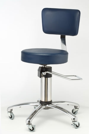 Brandt Industries Surgeon Stool Backrest Hydraulic Height Adjustment 2 Inch Casters Black - 15512