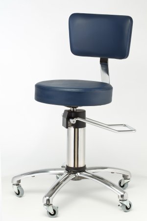 Brandt Industries - Surgeon Stool Backrest Hydraulic Height Adjustment 2 Inch Casters Black - 15512