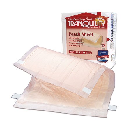 Tranquility Peach Sheet - Underpad 21-1/2 X 32-1/2 Inch Disposable Superabsorbent Polymer Heavy Absorbency - 2074