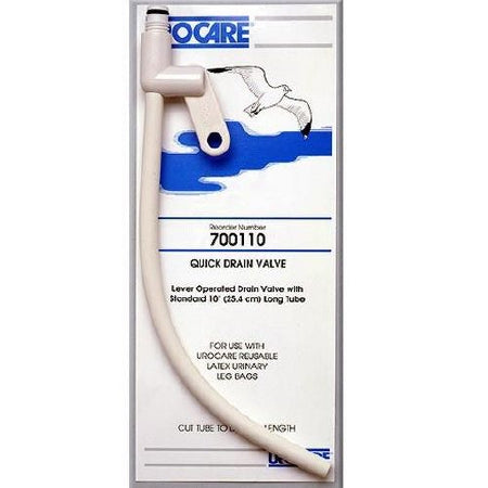 Urocare Products Urocare Quick Drain Valve Long DrainTube Standard, 0.25 I.D. X 10 Long Inch, White rubber and Plastic, NonSterile - 70011012