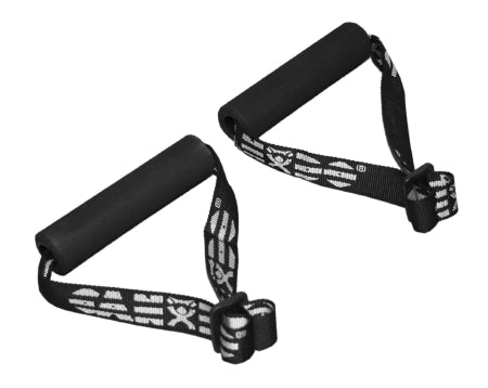 Fabrication Enterprises CanDo Resistance Band Handles Cando 1 Pair, Standard Size, Foam, Black, Heavy Duty Webbing - 1253057