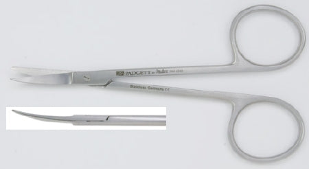 Padgett - Iris Scissors 4-1/2 Inch Length Surgical Grade Stainless Steel NonSterile Finger Ring Handle Curved Blade Sharp Tip / Blunt Tip - PM-4249