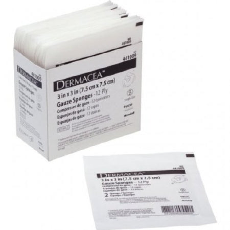 Cardinal Dermacea Gauze Sponge Cotton 12-Ply 3 X 3 Inch Square Sterile - 441009
