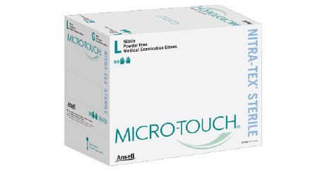 Ansell Micro-Touch NitraTex Exam Glove Medium Sterile Single Nitrile Extended Cuff Length Textured Fingertips Blue Chemo Tested - 6034252