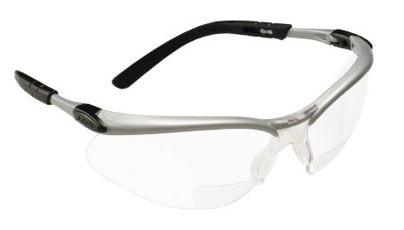 3M BX Safety Glasses with Readers Anti-Fog Coating Clear Tint Polycarbonate Lens Silver / Black Frame Over Ear One Size Fits Most - 11374