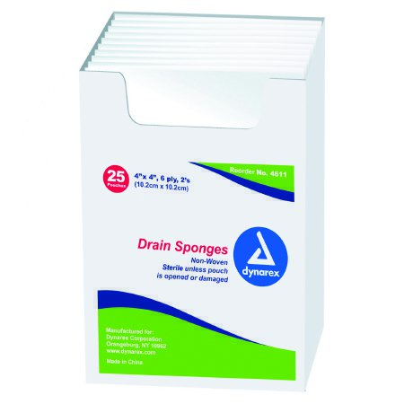 Dynarex Drain Sponge Nonvwoven 4 X 4 Inch Square Sterile - 4611