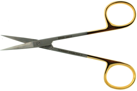 BR Surgical - Iris Scissors 4-1/2 Inch Length Surgical Grade Stainless Steel / Tungsten Carbide NonSterile Finger Ring Handle Straight Sharp Tip / Sharp Tip - BR08-34411