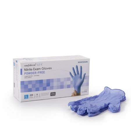 McKesson Confiderm 3.5C - Exam Glove Large NonSterile Nitrile Standard Cuff Length Textured Fingertips Blue Chemo Tested - 14-6978C