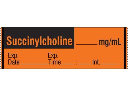 Shamrock - Drug Label Anesthesia Label Succinylcholine_mg/mL Prep Date_Exp_Initial_Exp Time_ Fluorescent Red 1/2 X 1 Inch - SA-226-EXP